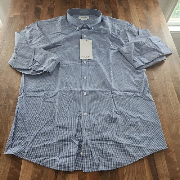Ministry of Supply Gemini Blue‎ Check Woven Button Down Shirt Size XXL NWT - Picture 4 of 12